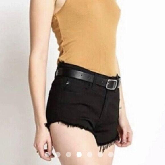 Kancan Estilo raw hem frayed hem shorts black size 30 - Picture 5 of 6